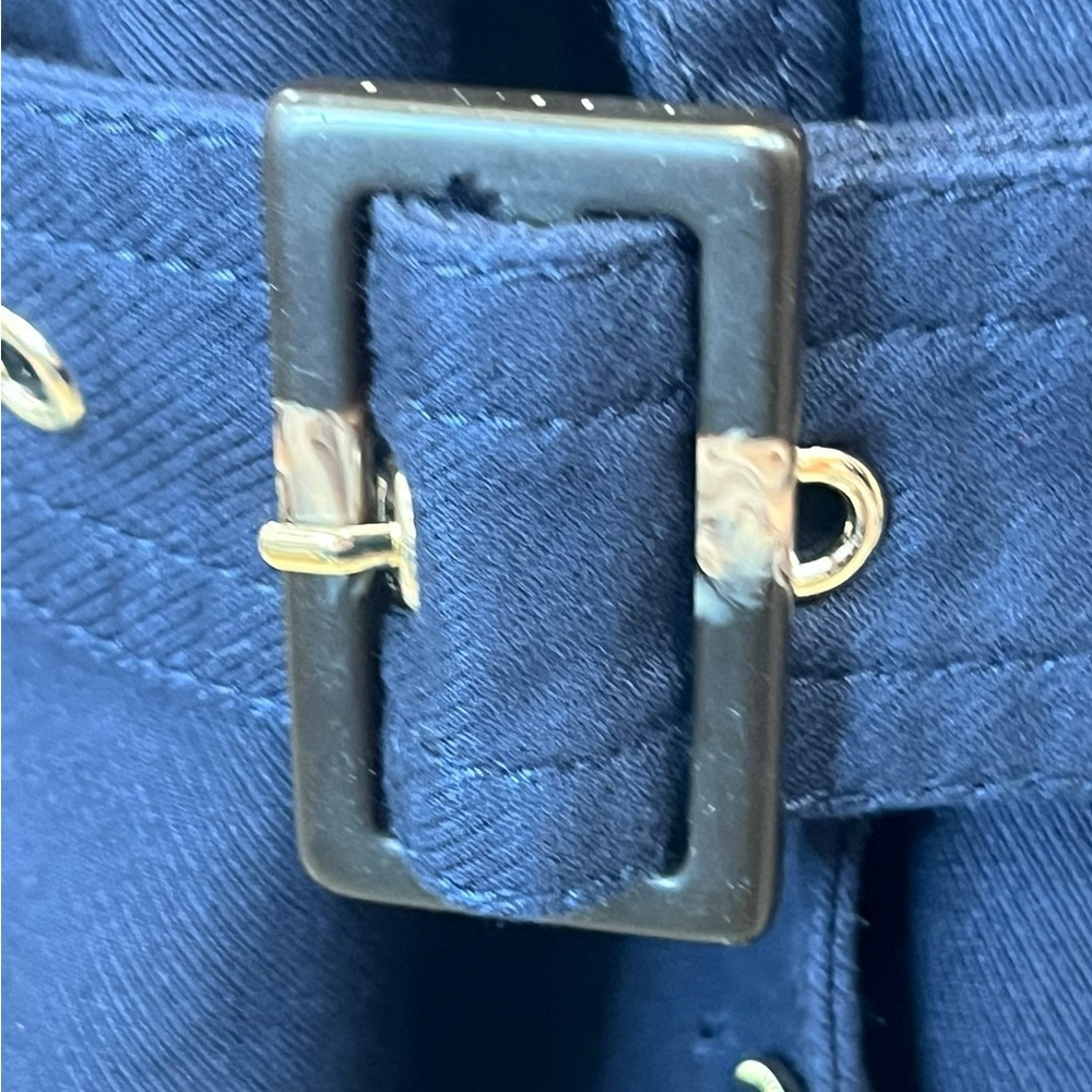 Ann Taylor Navy Double-Breasted Belted Trench Coat – Women’s Medium - Picture 11 of 15